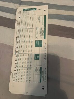 Scantron Bubble Answer Sheet - White with Teal Print